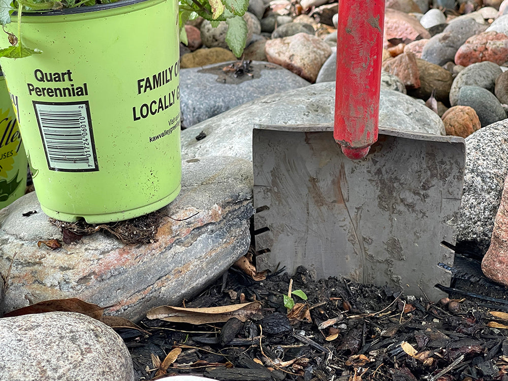 Red Garden Shovel used while planting a garden