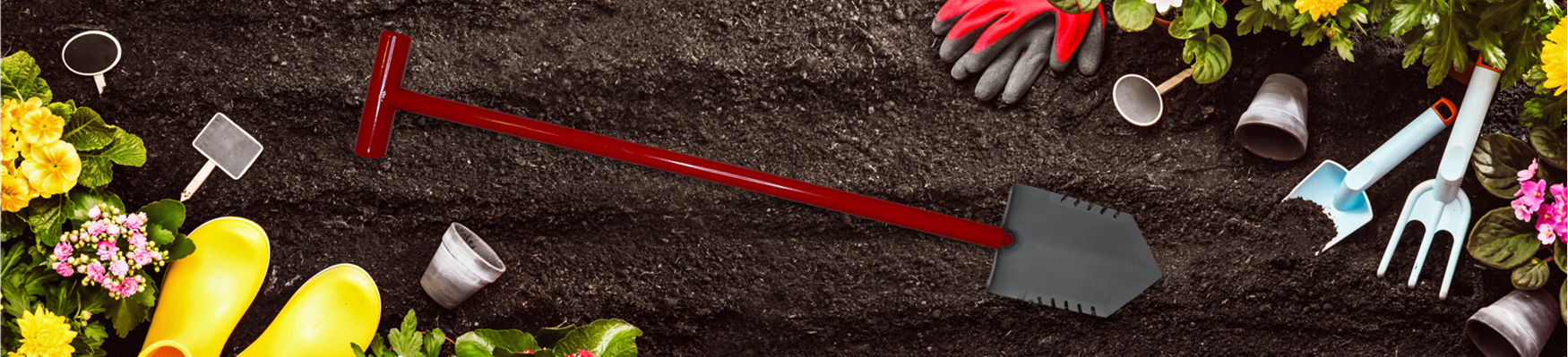 Red Garden Shovel Home Page Banner
