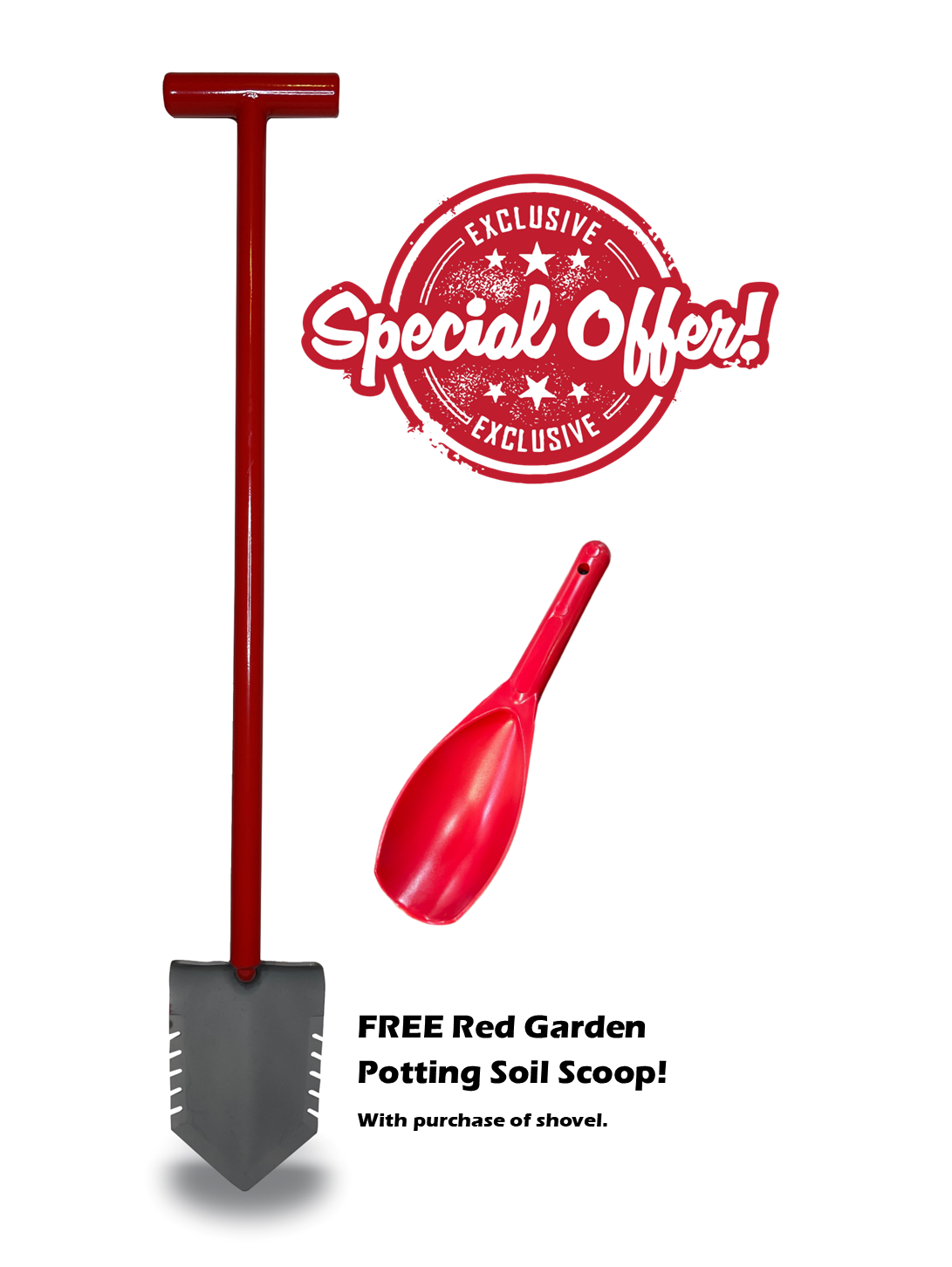 Special Offer Red Garden Shovel and Free Red Garden Potting Soil Scoop